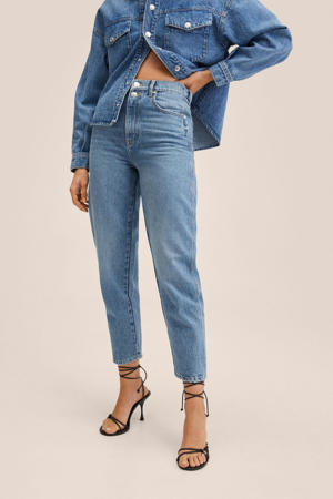 cropped high waist mom jeans blauw