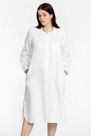 PORTRAITS lange blouse van linnen met zijsplitjes LINEN wit