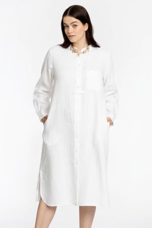 PORTRAITS lange blouse van linnen met zijsplitjes LINEN wit