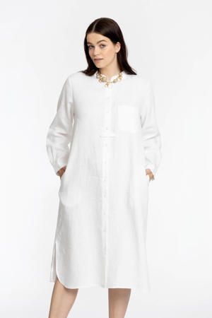 PORTRAITS lange blouse van linnen met zijsplitjes LINEN wit