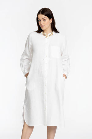 PORTRAITS lange blouse van linnen met zijsplitjes LINEN wit