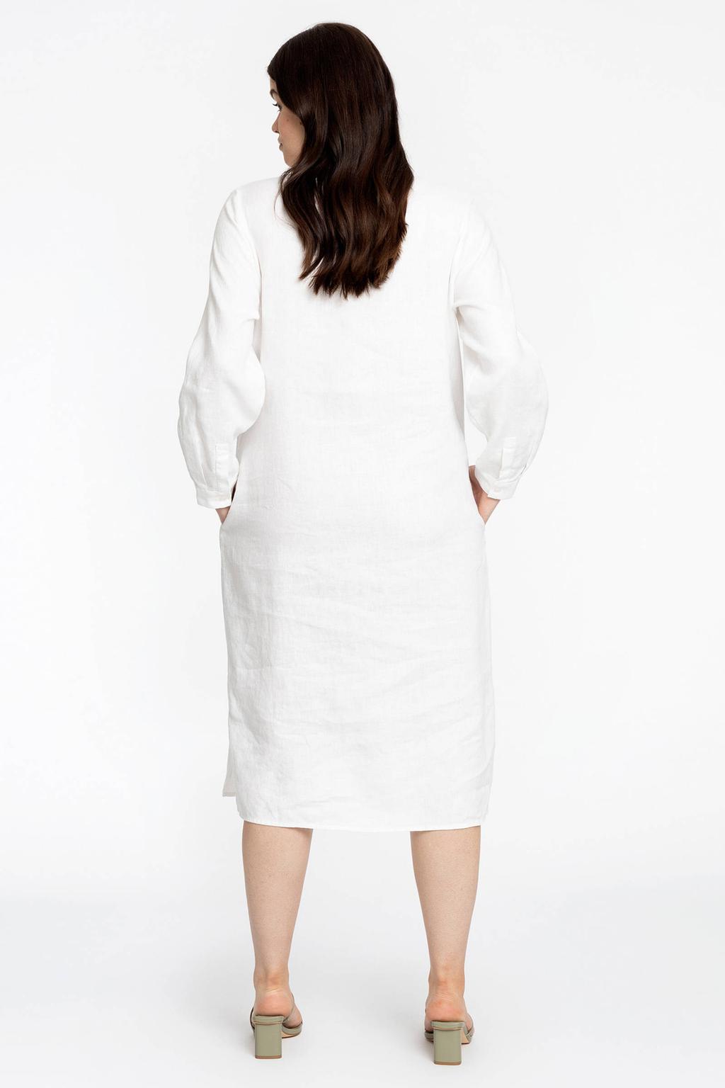 YOEK PORTRAITS lange blouse van linnen met zijsplitjes LINEN wit