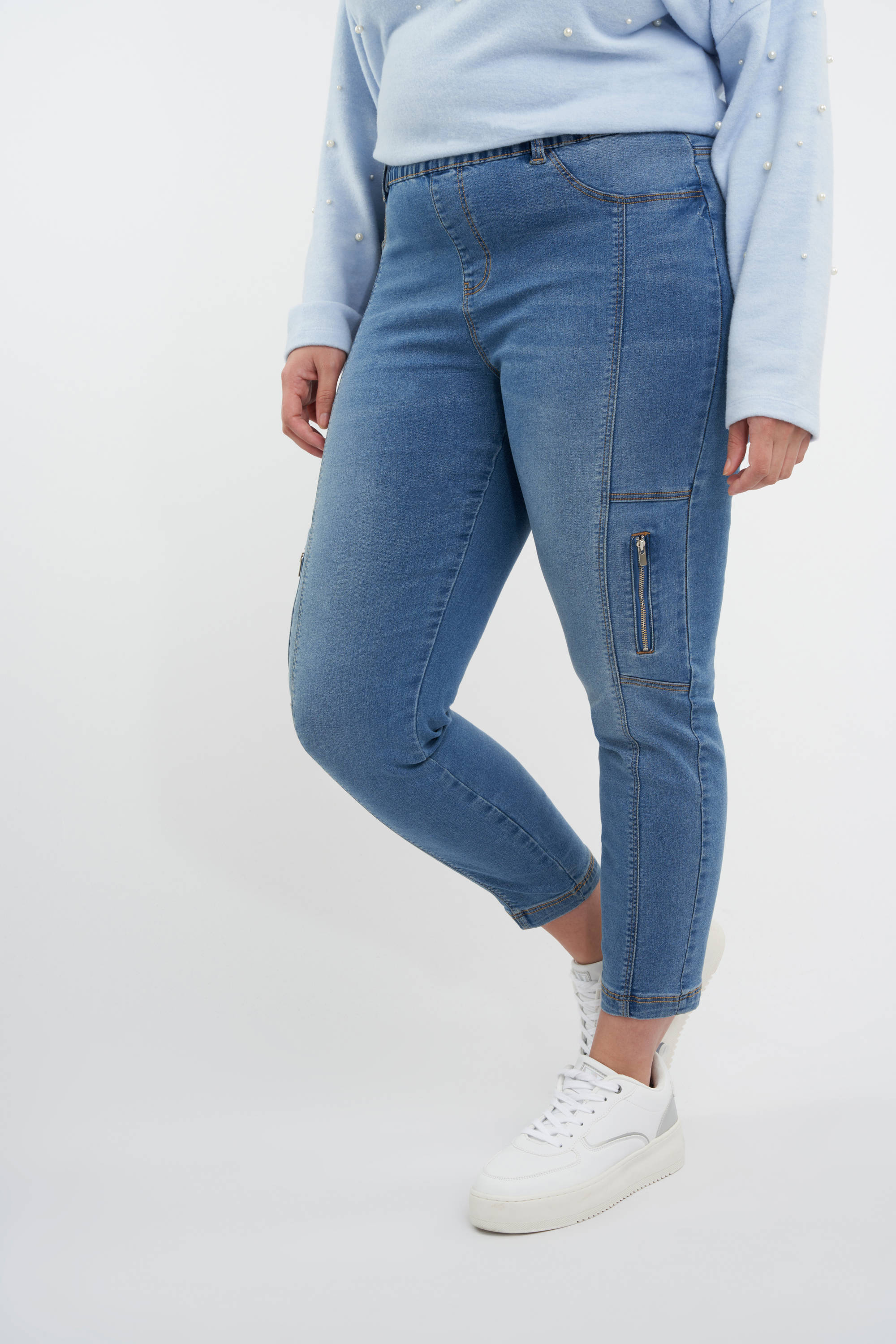 MS Mode cropped slim fit jegging blauw | wehkamp