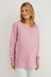 C&A zwangerschaps- en voedingssweater met tekst roze, Roze