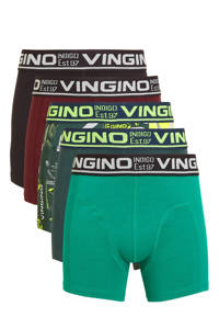 Vingino   boxershort LOGO TEXT - set van 5 groen/zwart