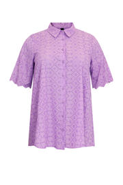 thumbnail: Yoek semi-transparante A-lijn blouse met broderie lila
