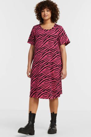 A-lijn jurk EZEBRA met zebraprint roze/zwart