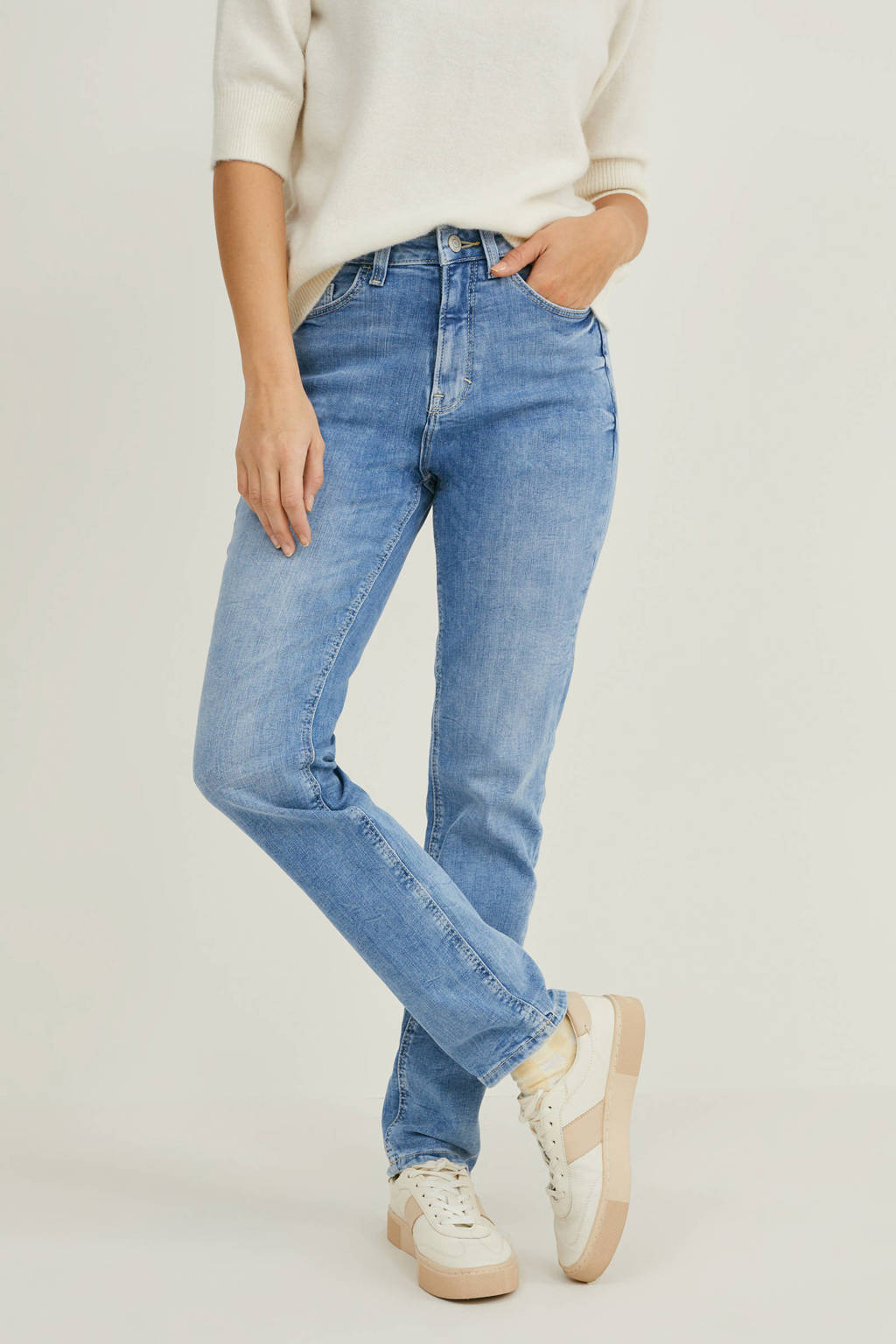 dauw Prijs Emulatie C&A high waist slim fit jeans light denim | wehkamp