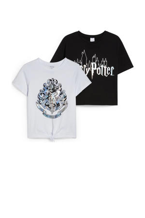 T-shirt Harry Potter - set van 2 wit/zwart