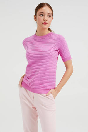 fijngebreide trui met textuur roze