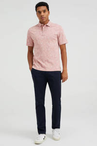 WE Fashion slim fit polo met all over print lichtroze