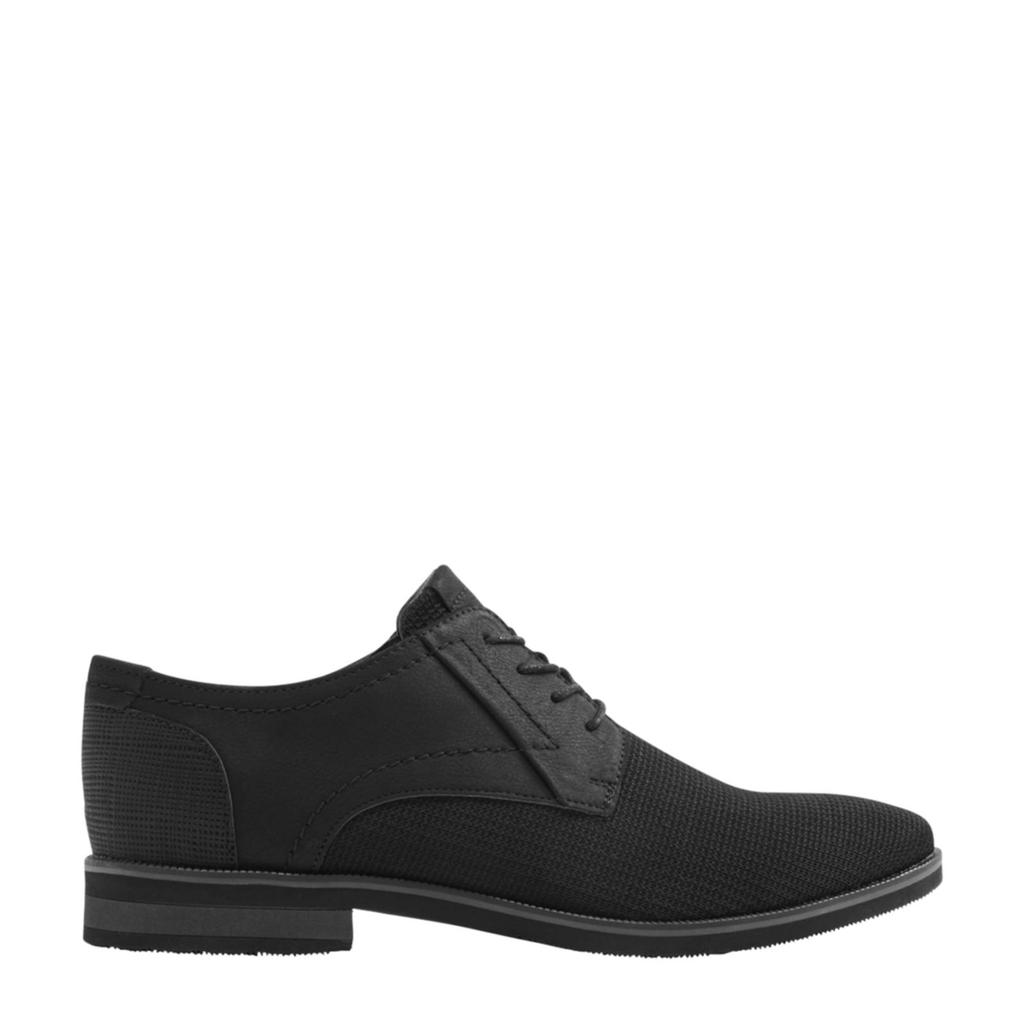 Zwarte heren AM SHOE veterschoenen van rubber/imitatie leer