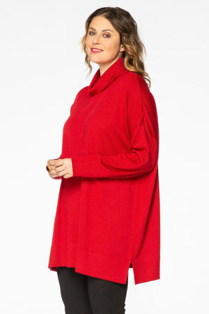 fijngebreide oversized trui met col rood