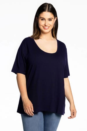 basic jersey A-lijn T-shirt VISCOSE donkerblauw