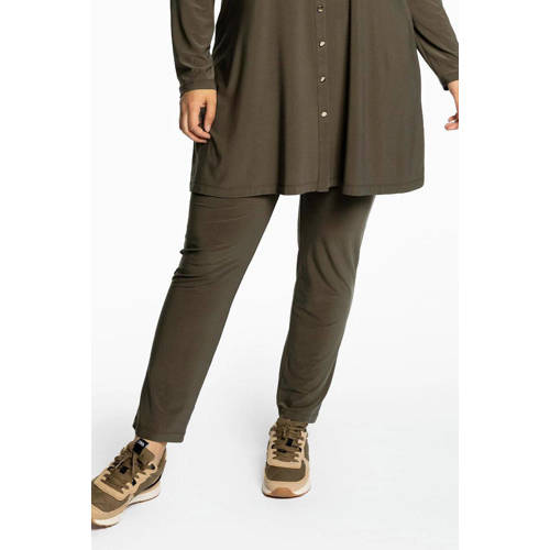 YOEK Loretta's Favourites slim fit broek van travelstof DOLCE donkergroen afbeelding