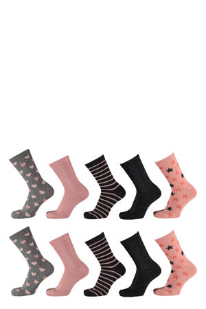 sokken met all-over print - set van 10 roze