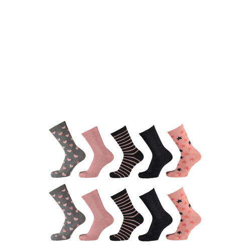 Apollo sokken met all-over print - set van 10 roze