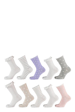sokken met all-over print - set van 10 wit