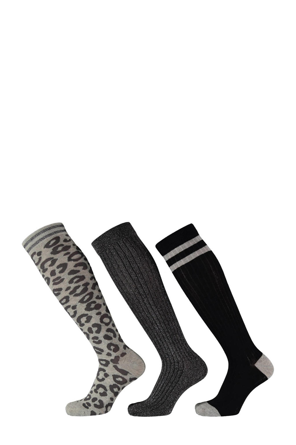 Apollo kniekousen met print - grijs (set van 3)