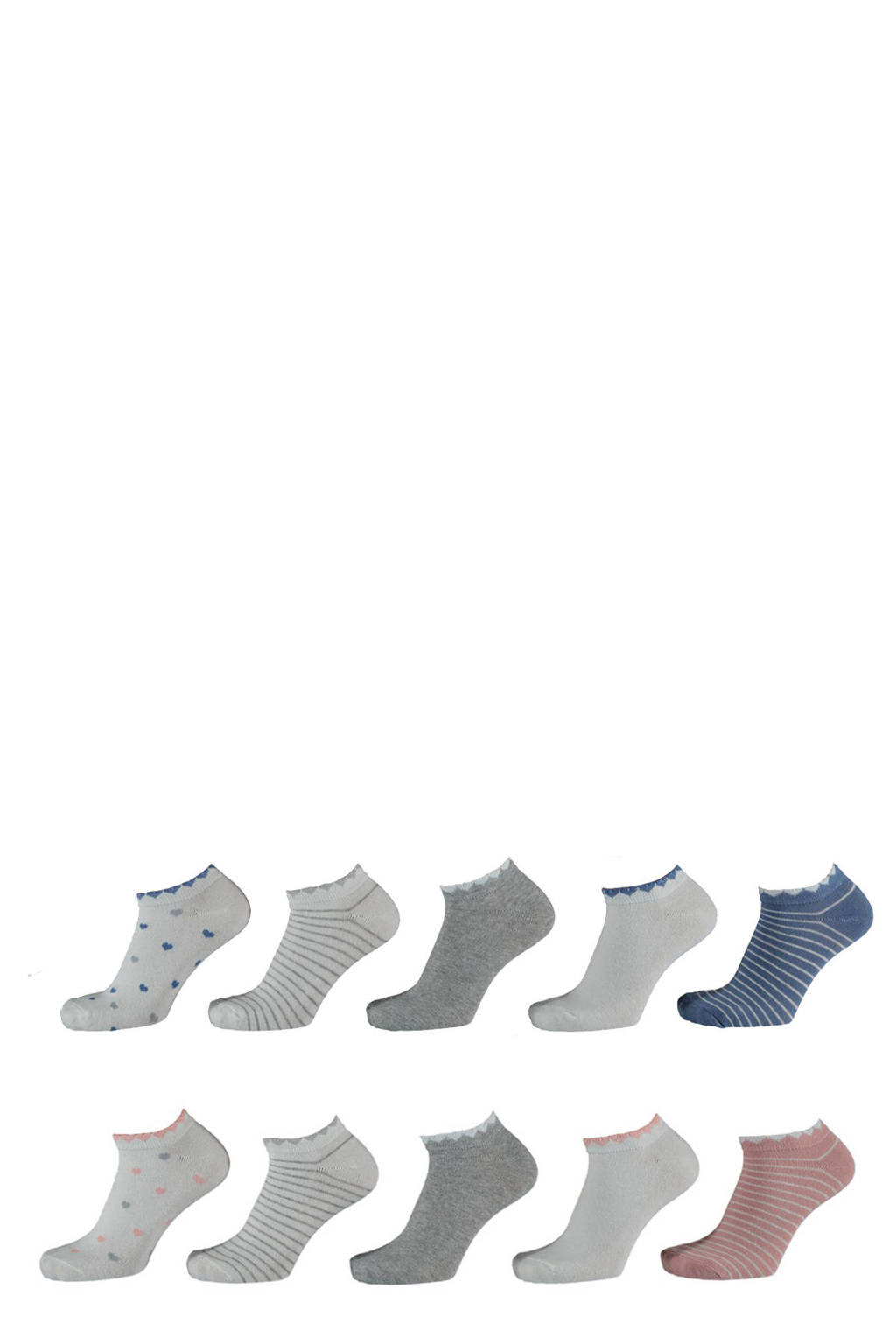 Apollo sneakersokken met all-over print - set van 10 ecru