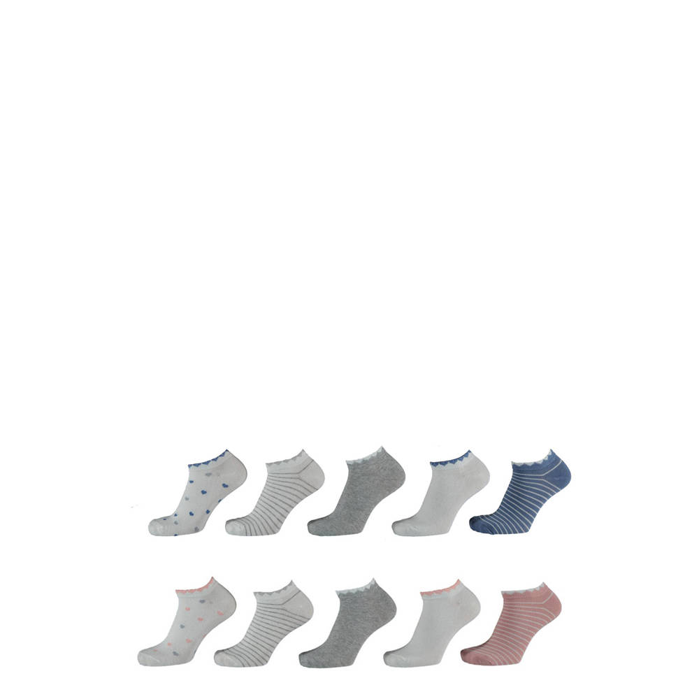 Apollo sneakersokken met all-over print set van 10 ecru