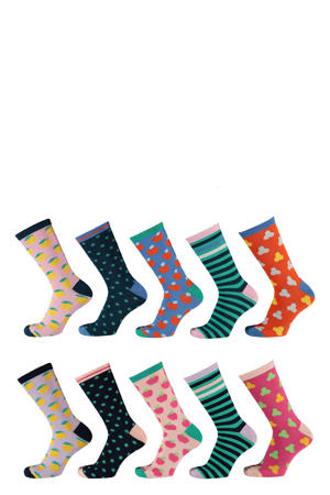sokken met all-over print - set van 10 multi