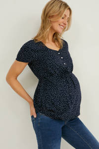 C&A zwangerschaps- en voedingstop met stippen donkerblauw, Donkerblauw
