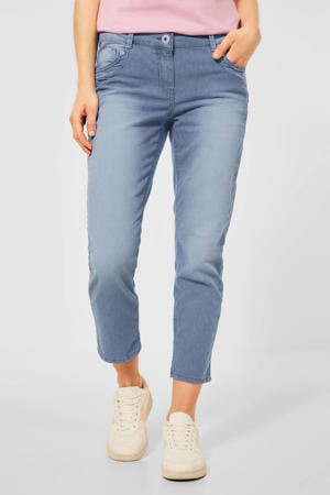 gestreepte cropped slim fit jeans blauw
