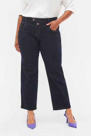 high waist straight fit jeans GEMMA medium blue denim
