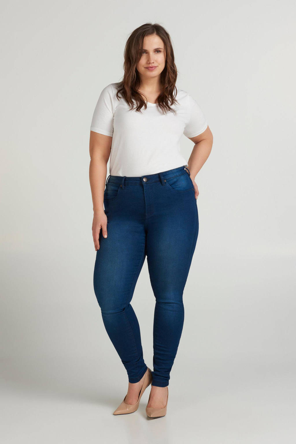 Zizzi high waist slim fit jeans Amy blauw
