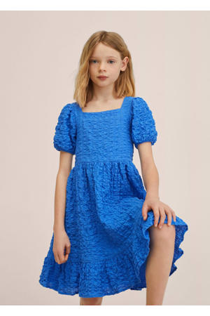 jurk met open detail middenblauw