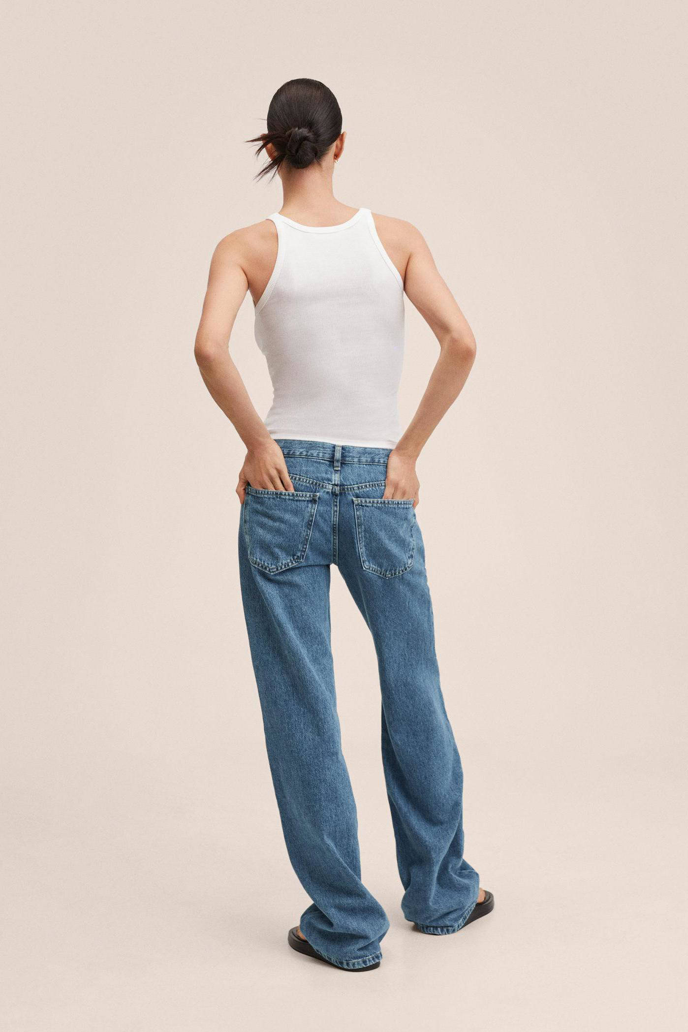 Mango low waist wide leg jeans dark 