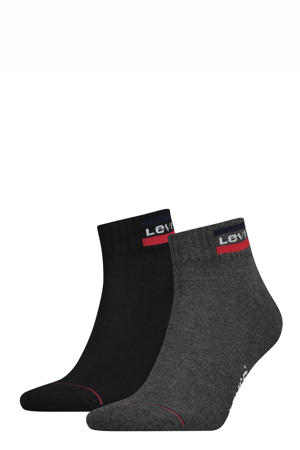 sokken met logo - set van 2 antraciet/zwart