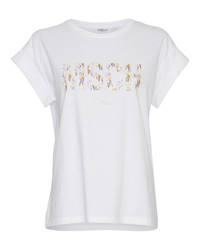 MSCH Copenhagen T-shirt Alva Organic MSCH STD Tee van biologisch katoen wit/ geel, Wit/ geel