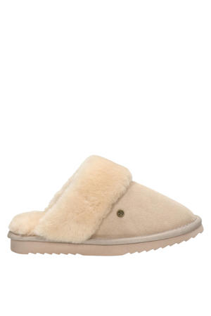 suède pantoffels beige