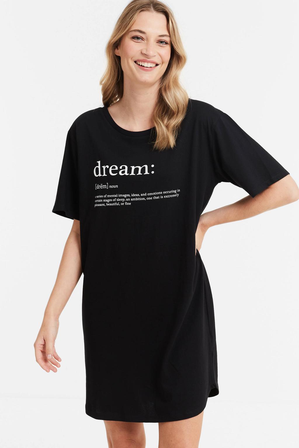 Dreamcovers bigshirt met printopdruk zwart/wit
