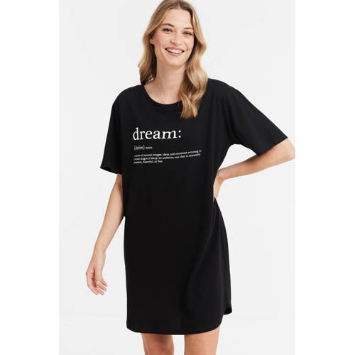 Dreamcovers bigshirt met printopdruk zwart/wit afbeelding