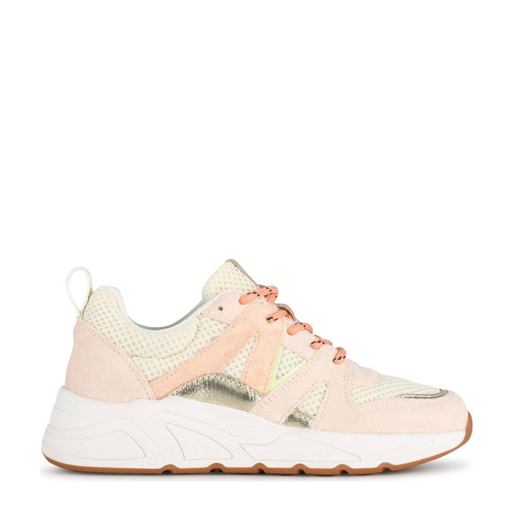 Roze en multikleurige meisjes PS Poelman Carocel Tiener chunky sneakers van imitatieleer met veters