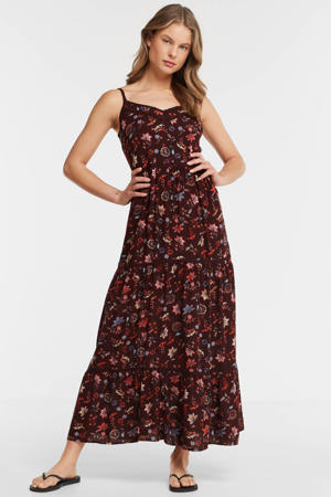 maxi jurk met bloemenprint rood