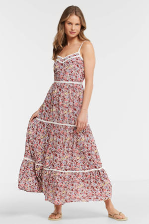 maxi jurk met bloemenprint roze