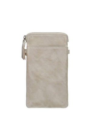  leren telefoontasje beige