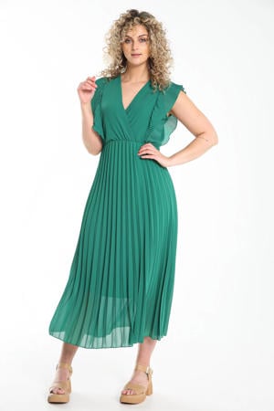 maxi jurk met volant groen