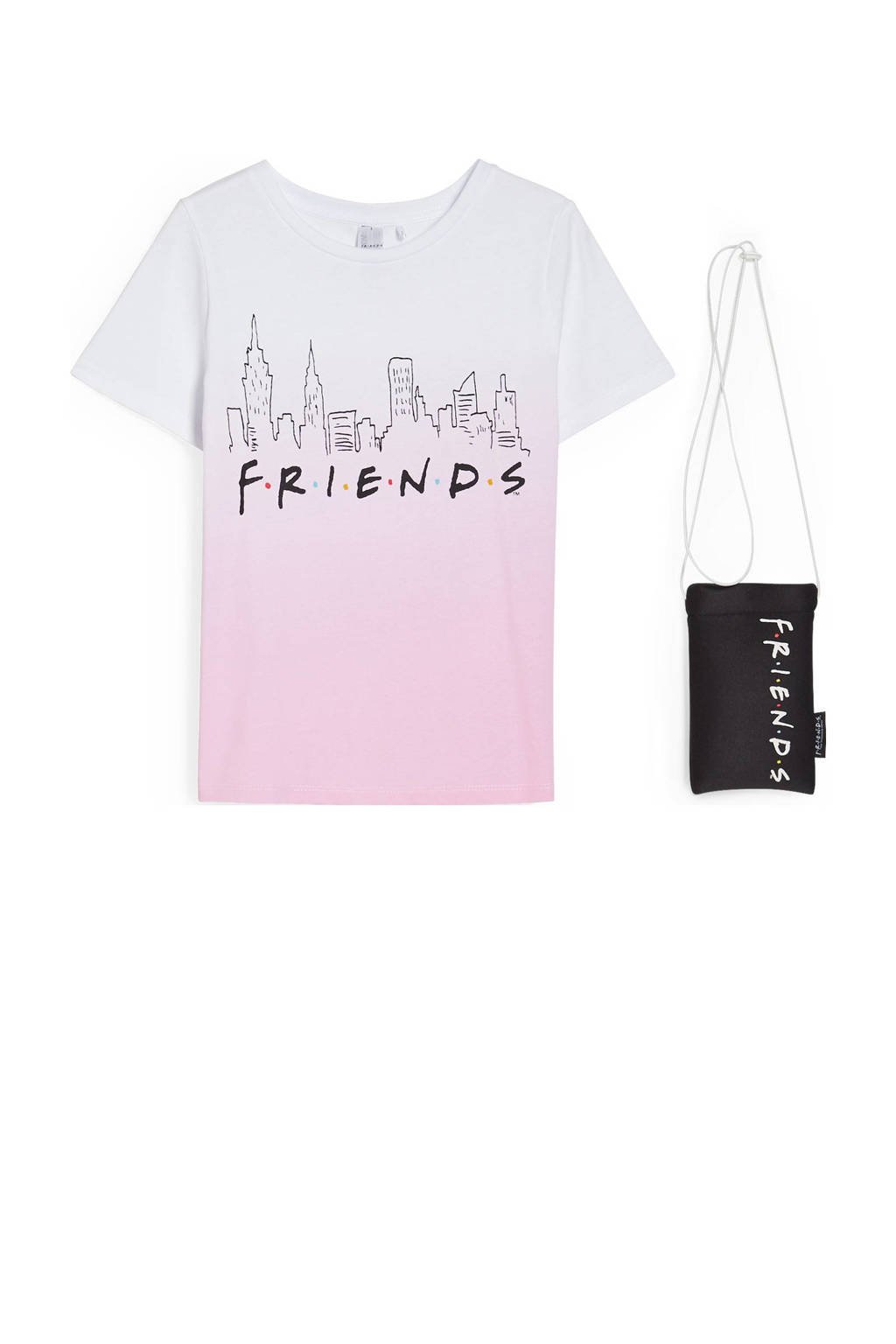 C&A Friends T-shirt + tasje Friends lichtroze/wit