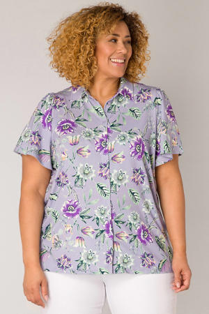 gebloemde blouse Jesephine lila/paars/groen