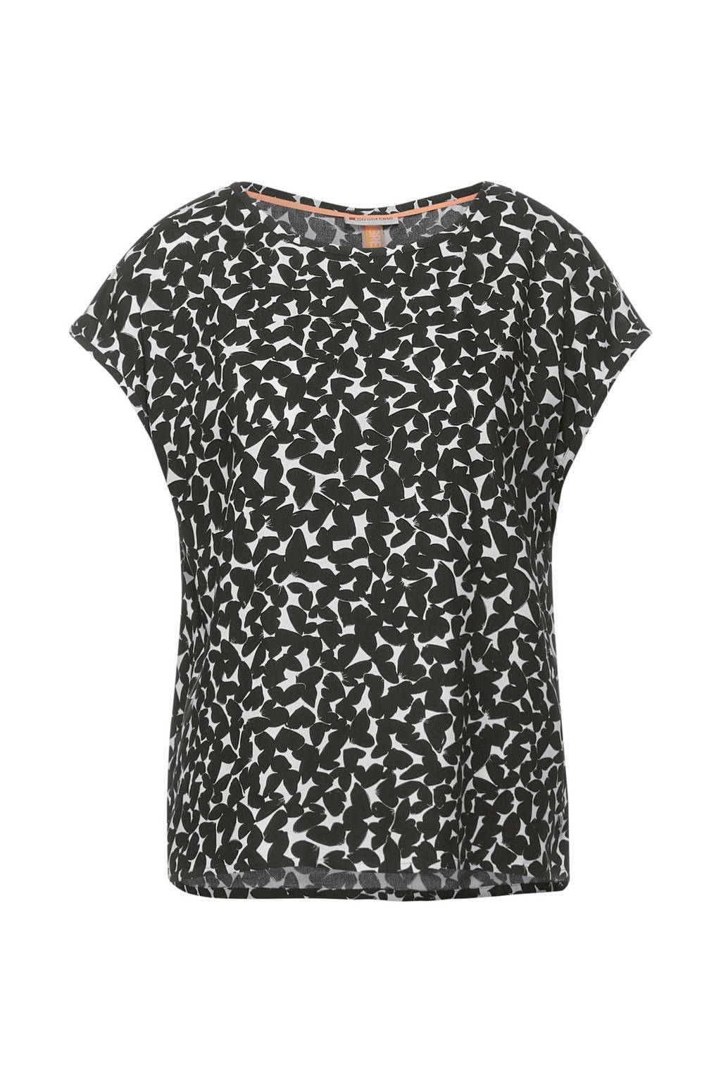 Street One top met dierenprint olijfgroen/wit