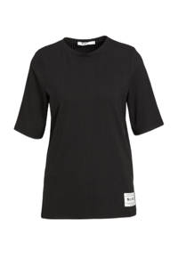 NA-KD ribgebreid T-shirt met patches zwart