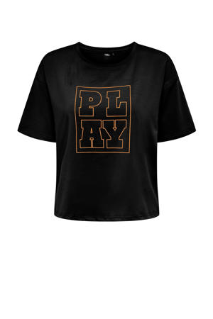 sport T-shirt ONPELIUS zwart/oranje