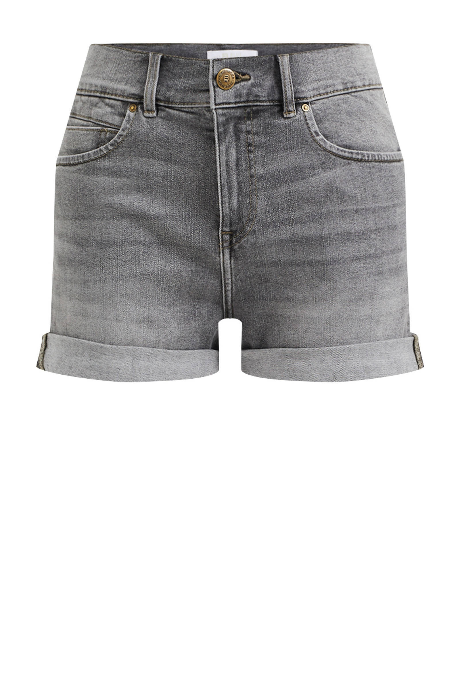 WE Fashion Blue Ridge high waist slim fit jeans short grijs | wehkamp