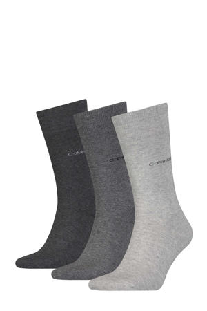 sokken met logo - set van 3 grijs