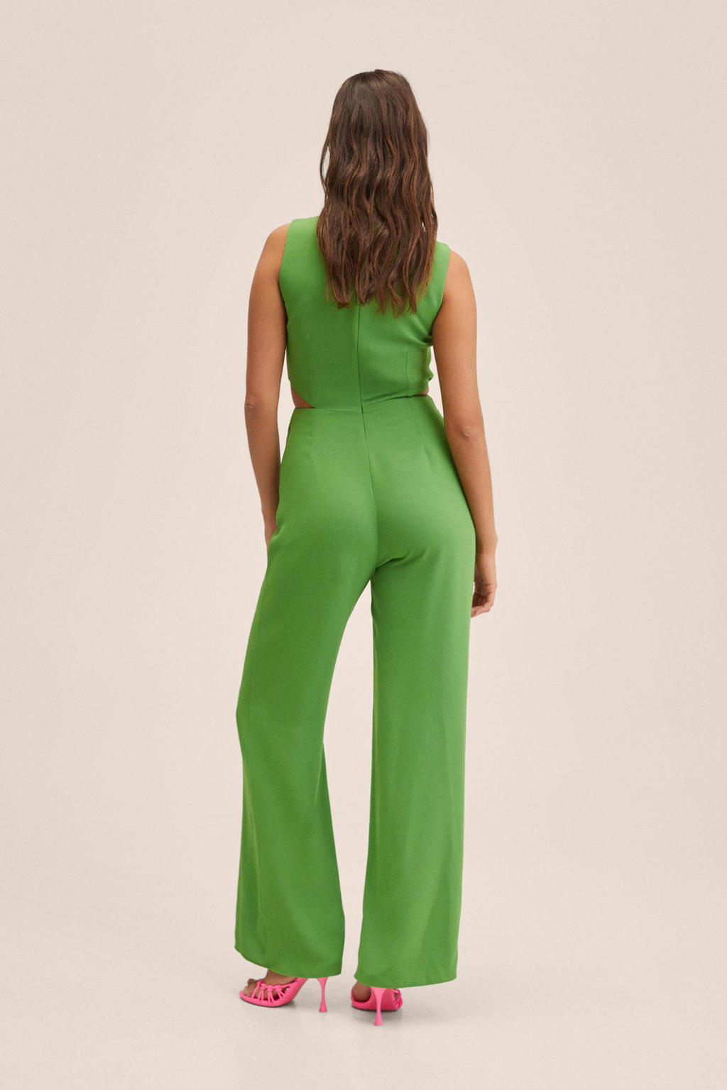 Mango jumpsuit van gerecycled polyester groen wehkamp